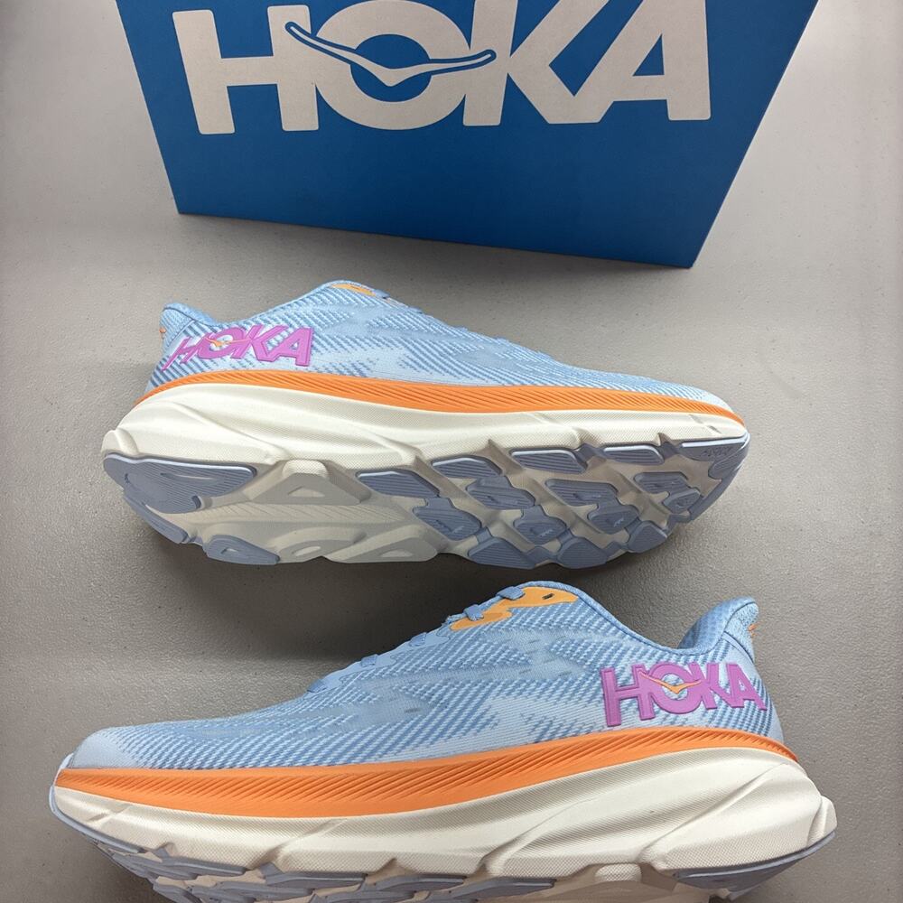 Size 9.5 Hoka One One HOKA Clifton 9 Airy Blue New In Box - B Stamp On Size Tag